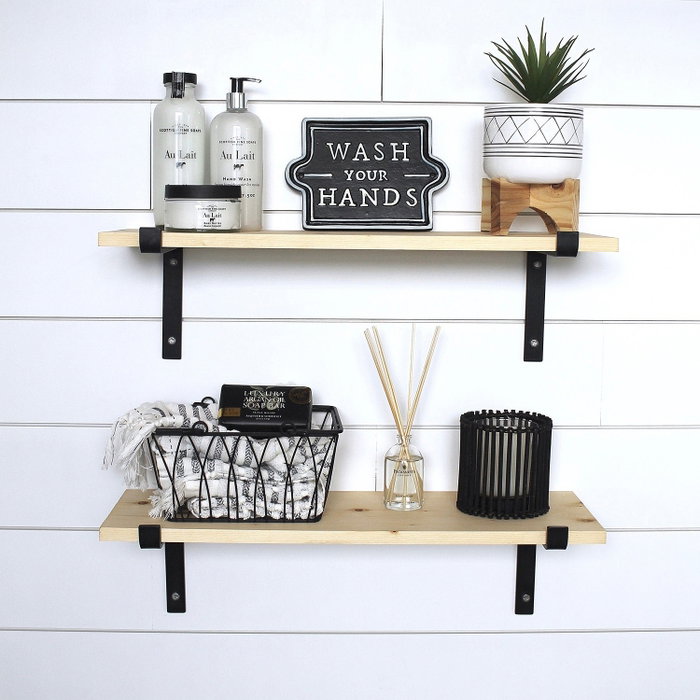 Hanah Home Lam001 Estantería de Pared de Madera y Metal Negro y Nogal Hanah Home Lam001 Estantería de Pared de Madera y Metal Negro y Nogal